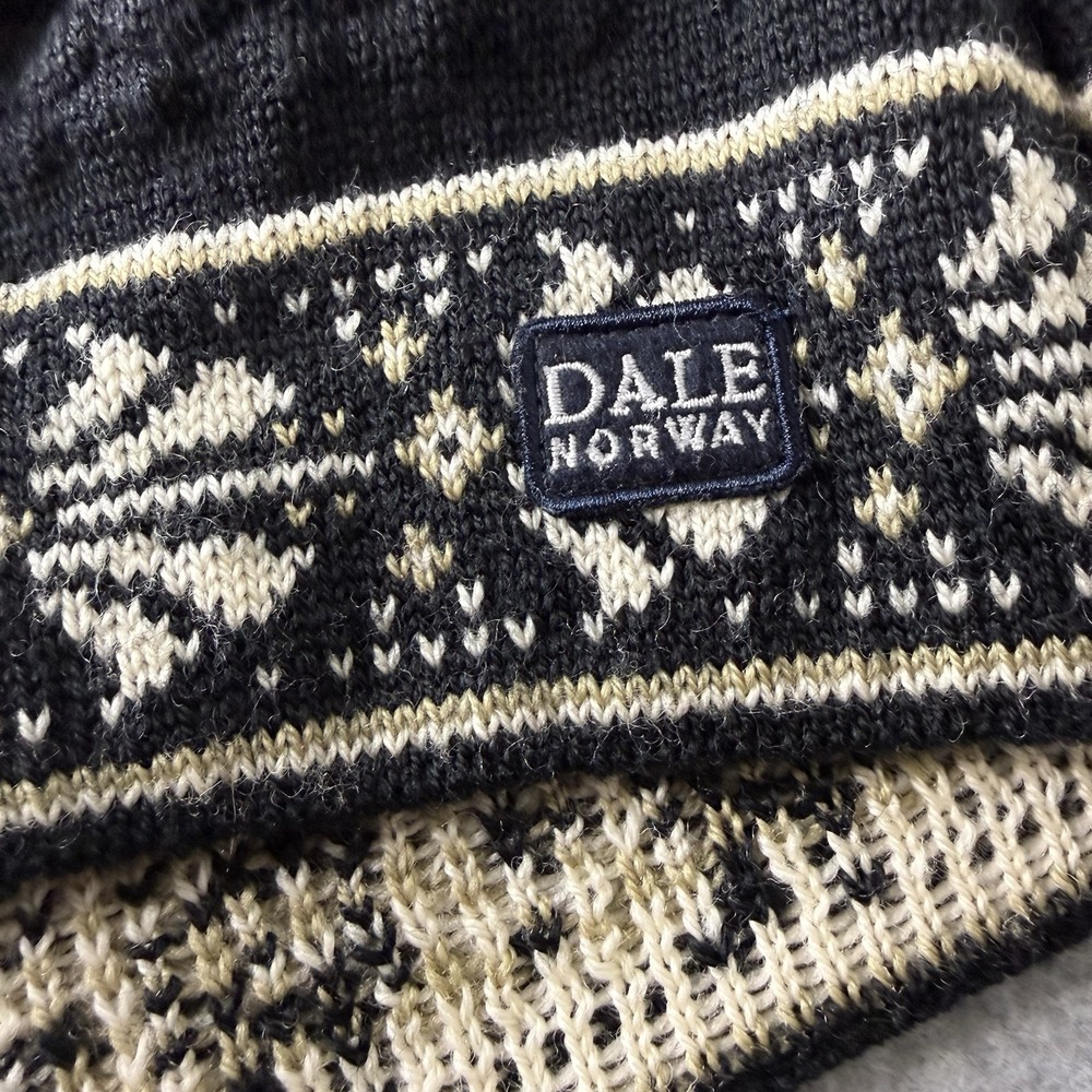 Dale Of Norway Black White Norwegian Merino Wool Cardigan Sweater Womens Medium - Picture 11 of 14